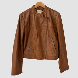 Michael Michael Kors Brown Leather Moto Jacket M ($400)